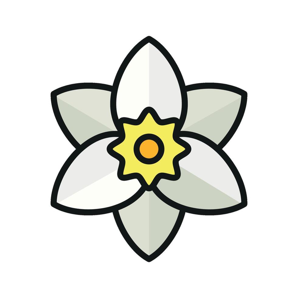 Daffodil flower icon showcases a cheerful and elegant style, ideal for enhancing floral patterns or eco-friendly product designs. vector