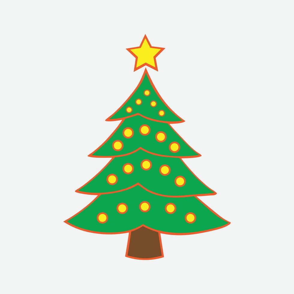 Christmas card with an elegant Christmas tree, a garland, balls and an inscription. Logo, symbol of the holiday. Christmas Editable tree icon vector