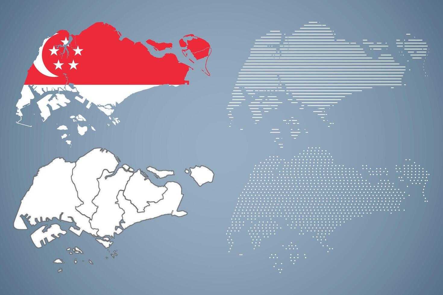 Singapore Map Illustration with Flag vector