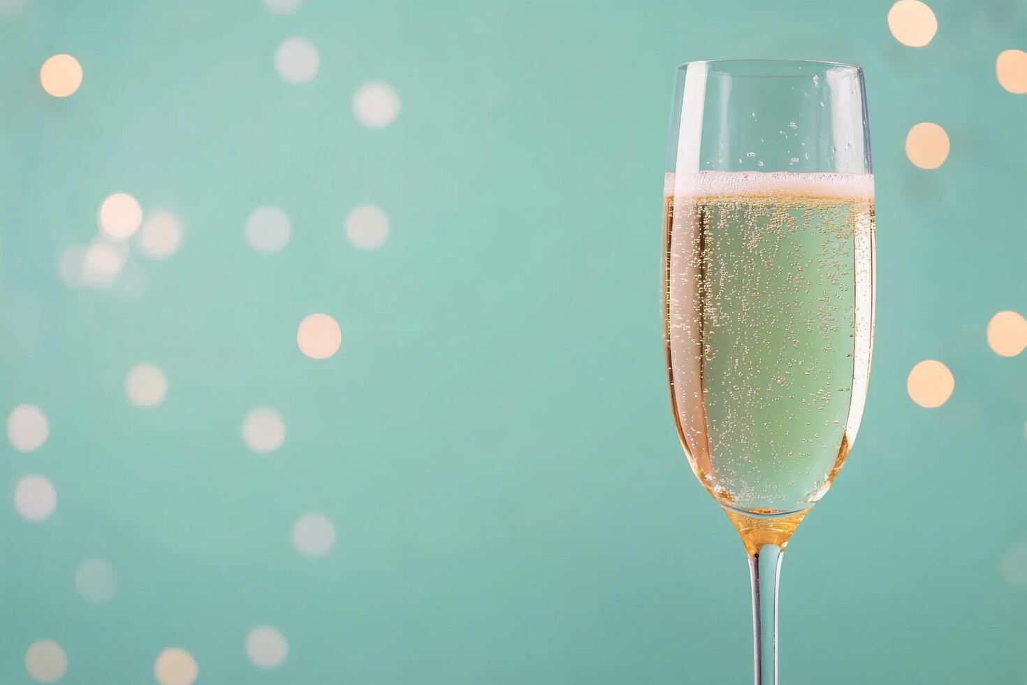 Celebrating special moments with sparkling wine in an elegant glass on a festive background photo