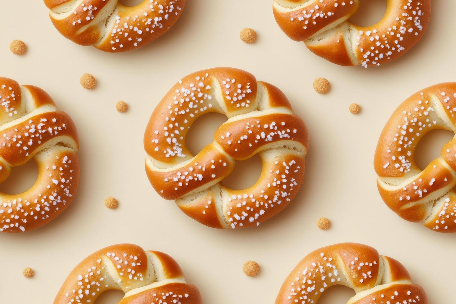 Freshly baked sweet rolls arranged in a neat pattern on a light background photo