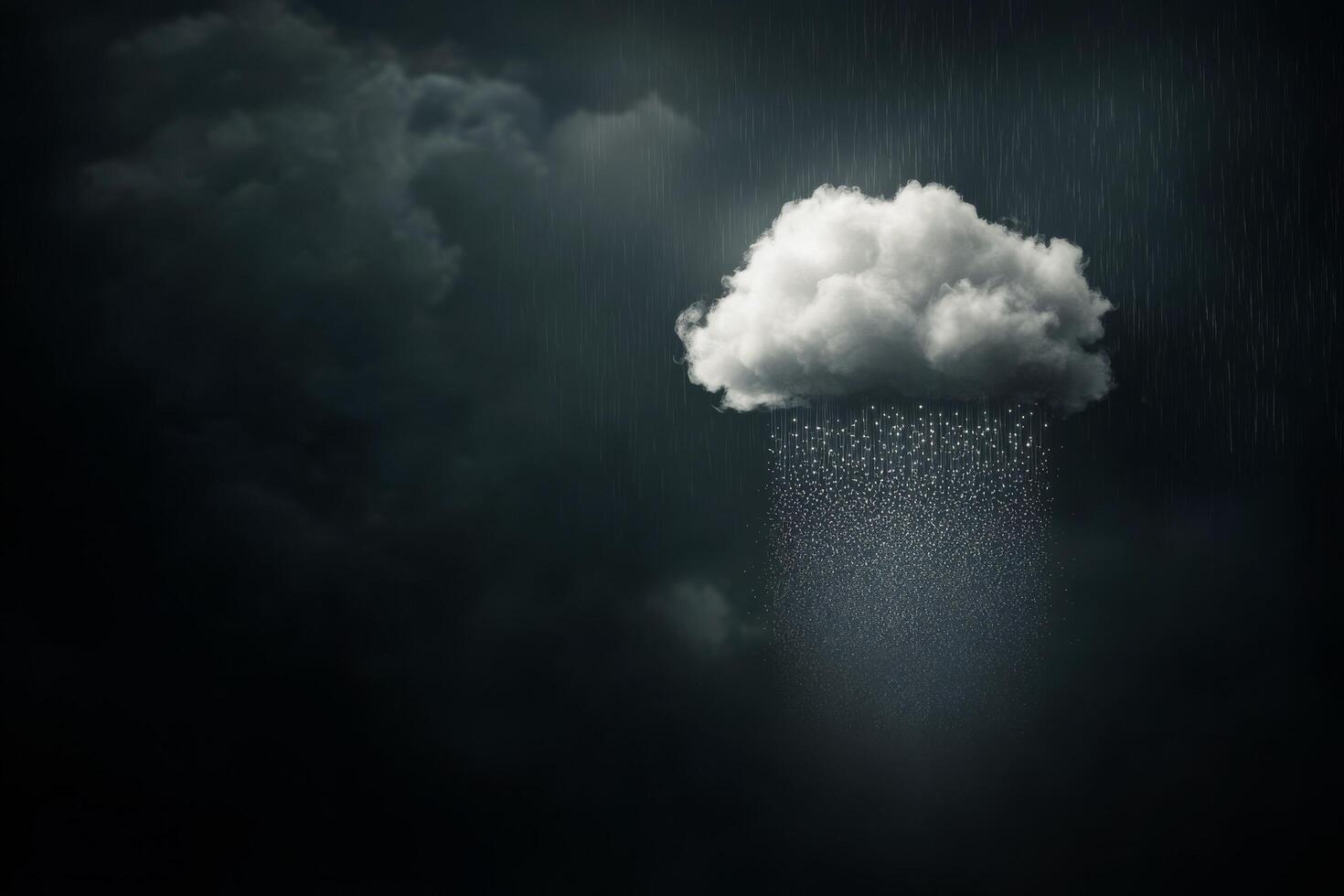 Dark clouds release rain over a gloomy sky during a stormy evening photo