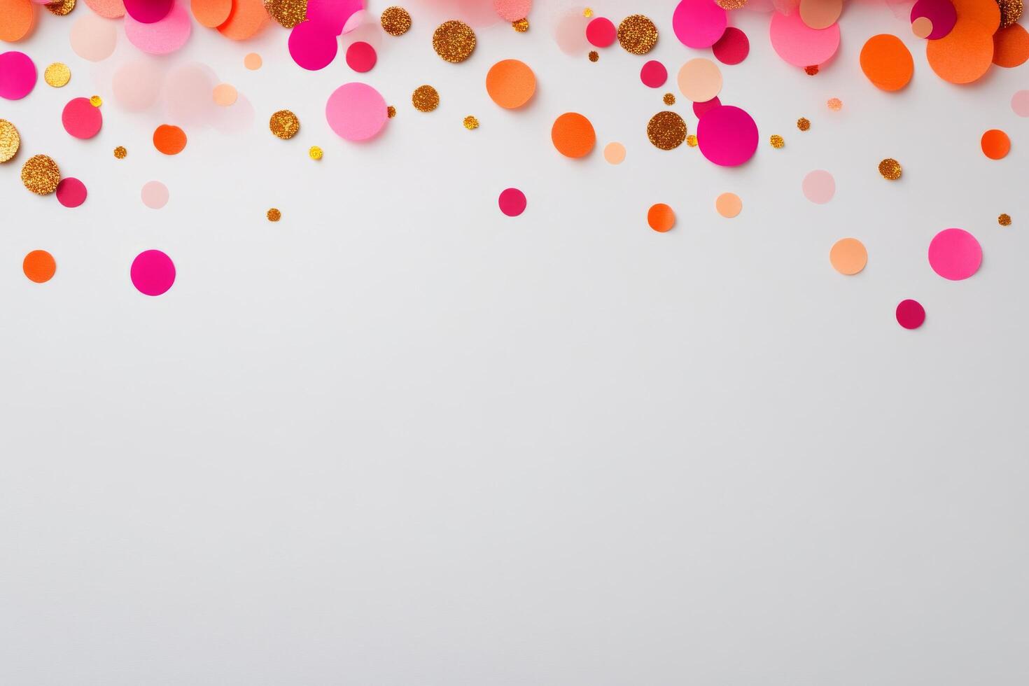 Colorful confetti and decorations on a white surface for celebration events and parties photo