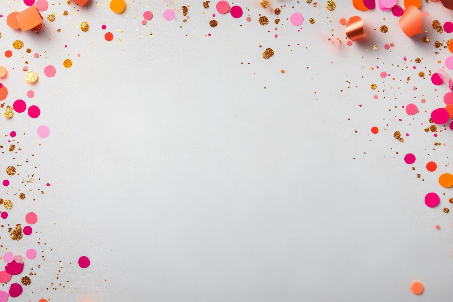 Colorful confetti and decorations on a white surface for celebration events and parties photo