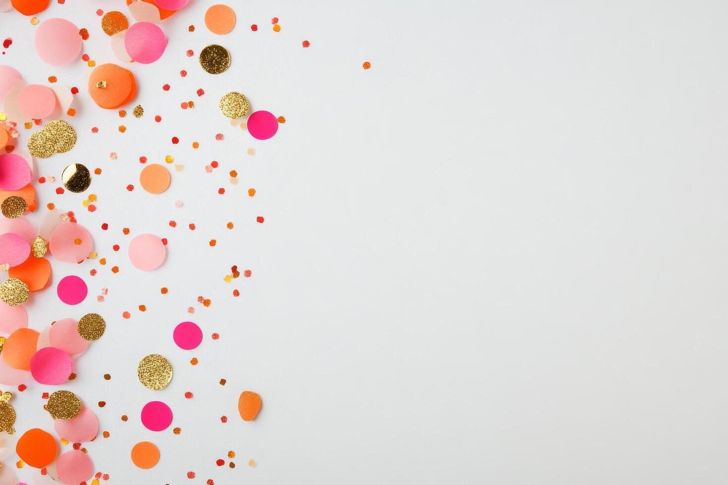 Colorful confetti and decorations on a white surface for celebration events and parties photo
