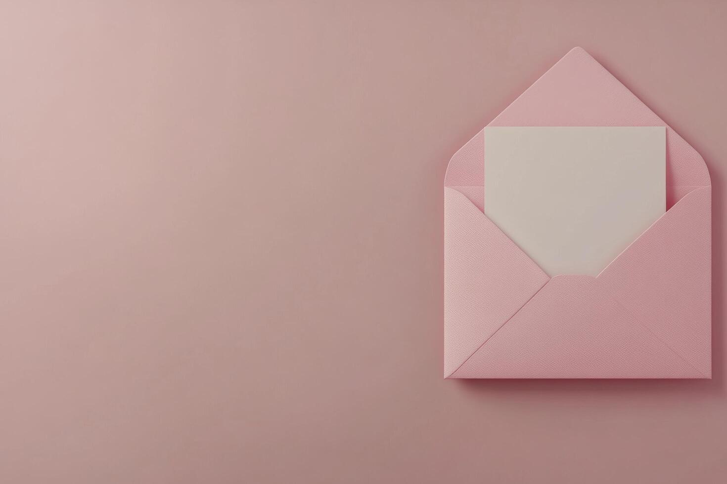 Decorative pink envelope with a blank card ready for a personal note or invitation photo