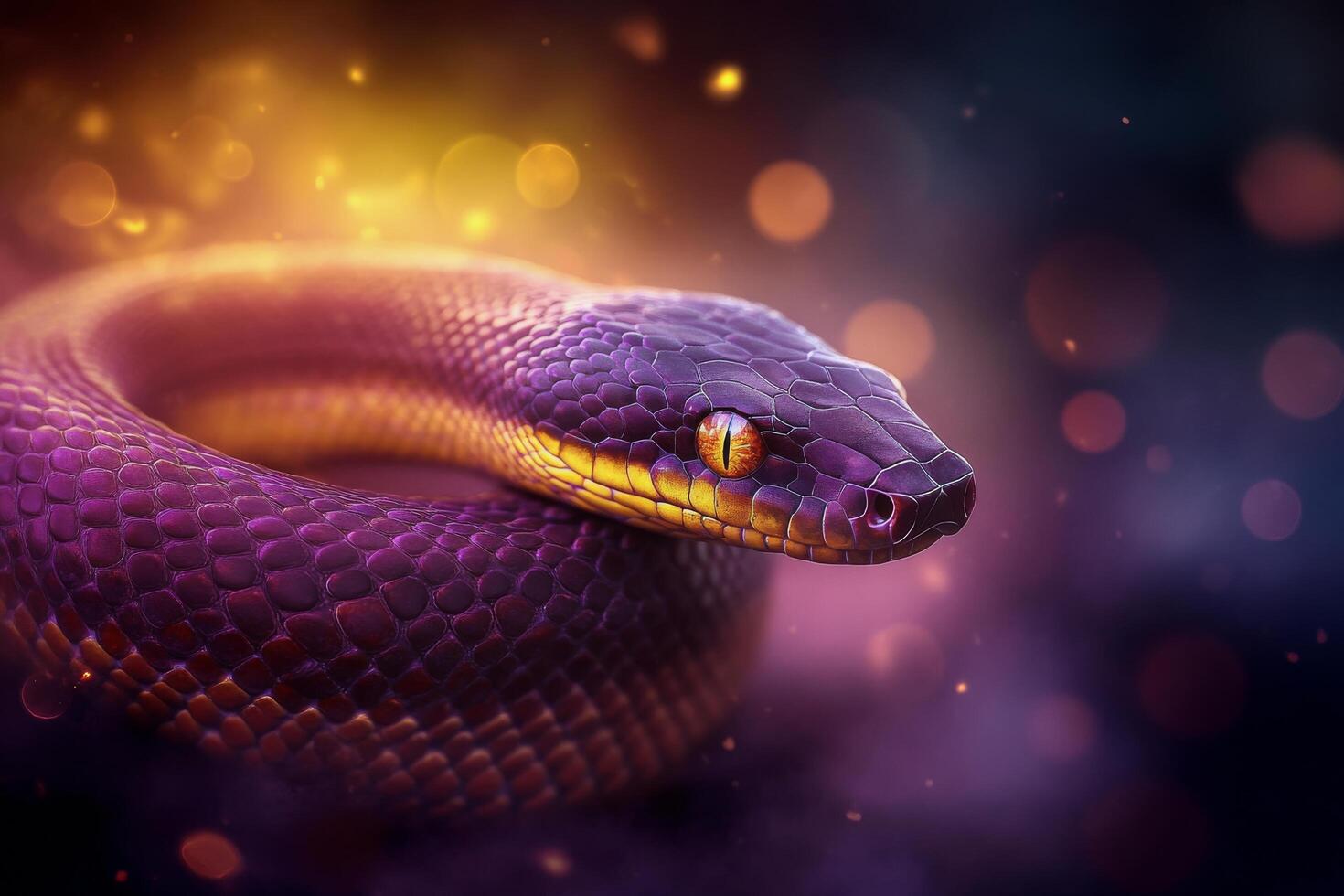 Detailed close up of a vibrant snake with unique coloration photo