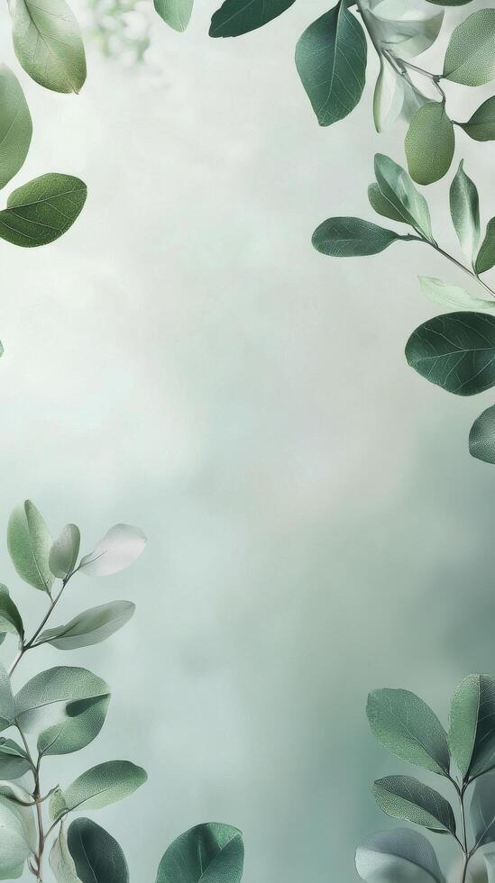 Green leaves frame softly diffused light in a natural setting photo