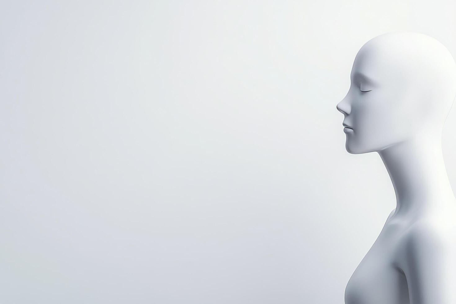 Two white mannequins positioned next to each other against a blank wall photo