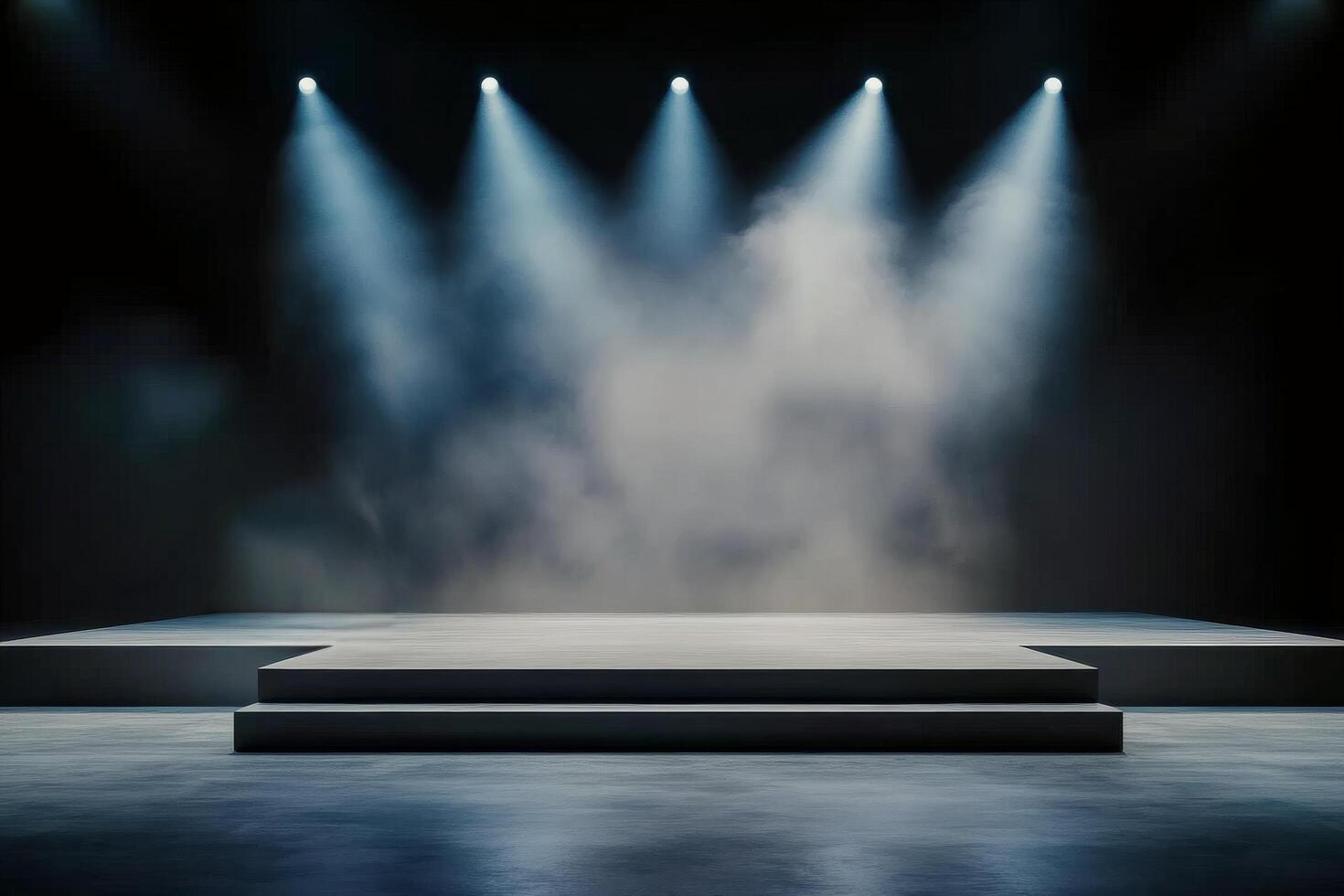 Stage area illuminated by soft lighting for performance or presentation setting photo