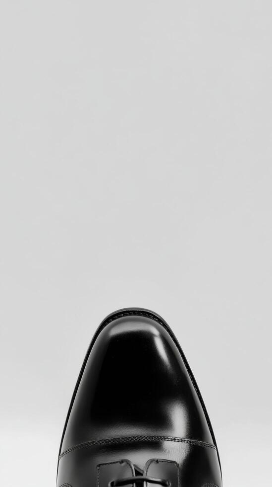Elegant black dress shoes positioned for a formal occasion on a blank background photo