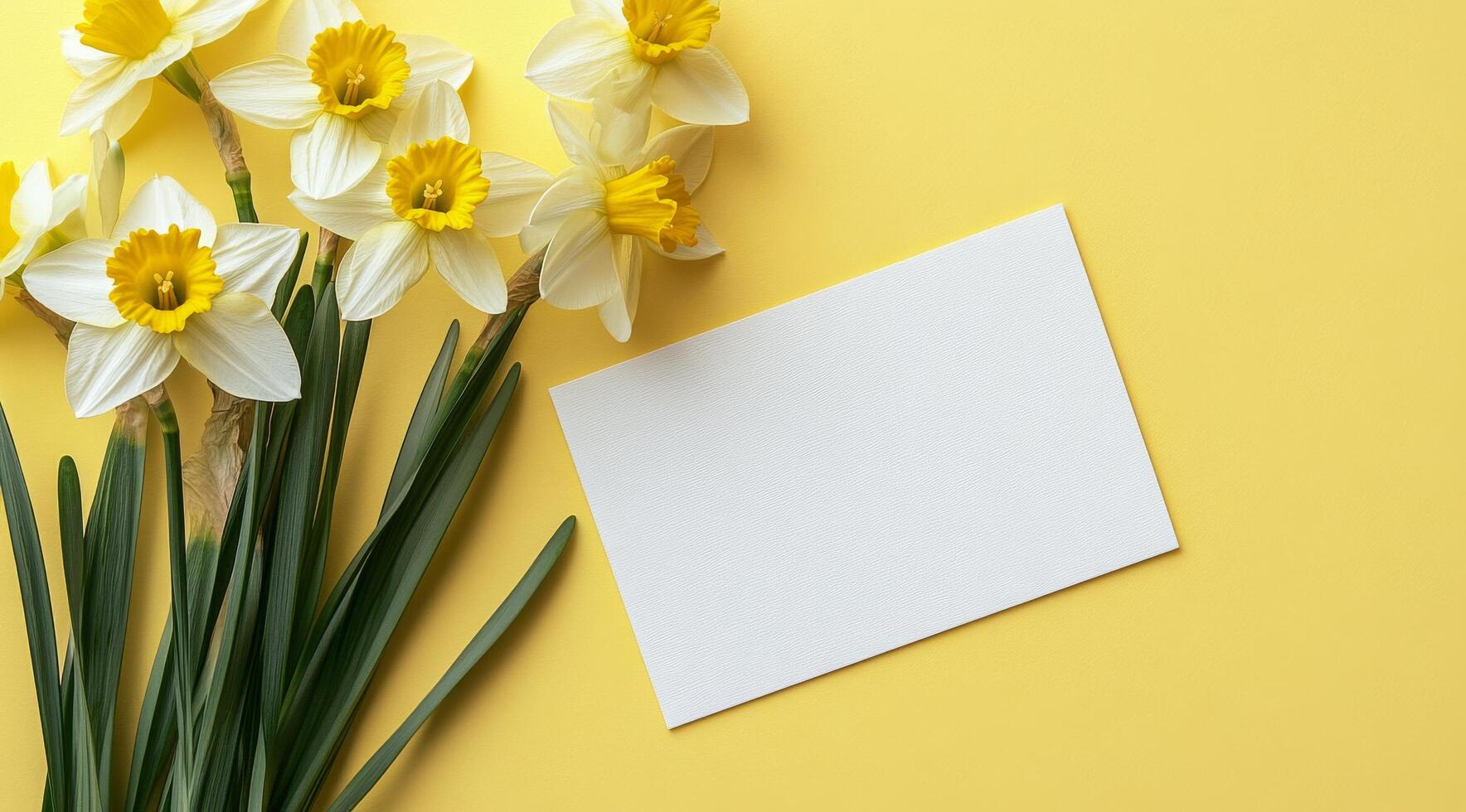 Bright daffodils arranged on a soft yellow background for cheerful spring decor photo