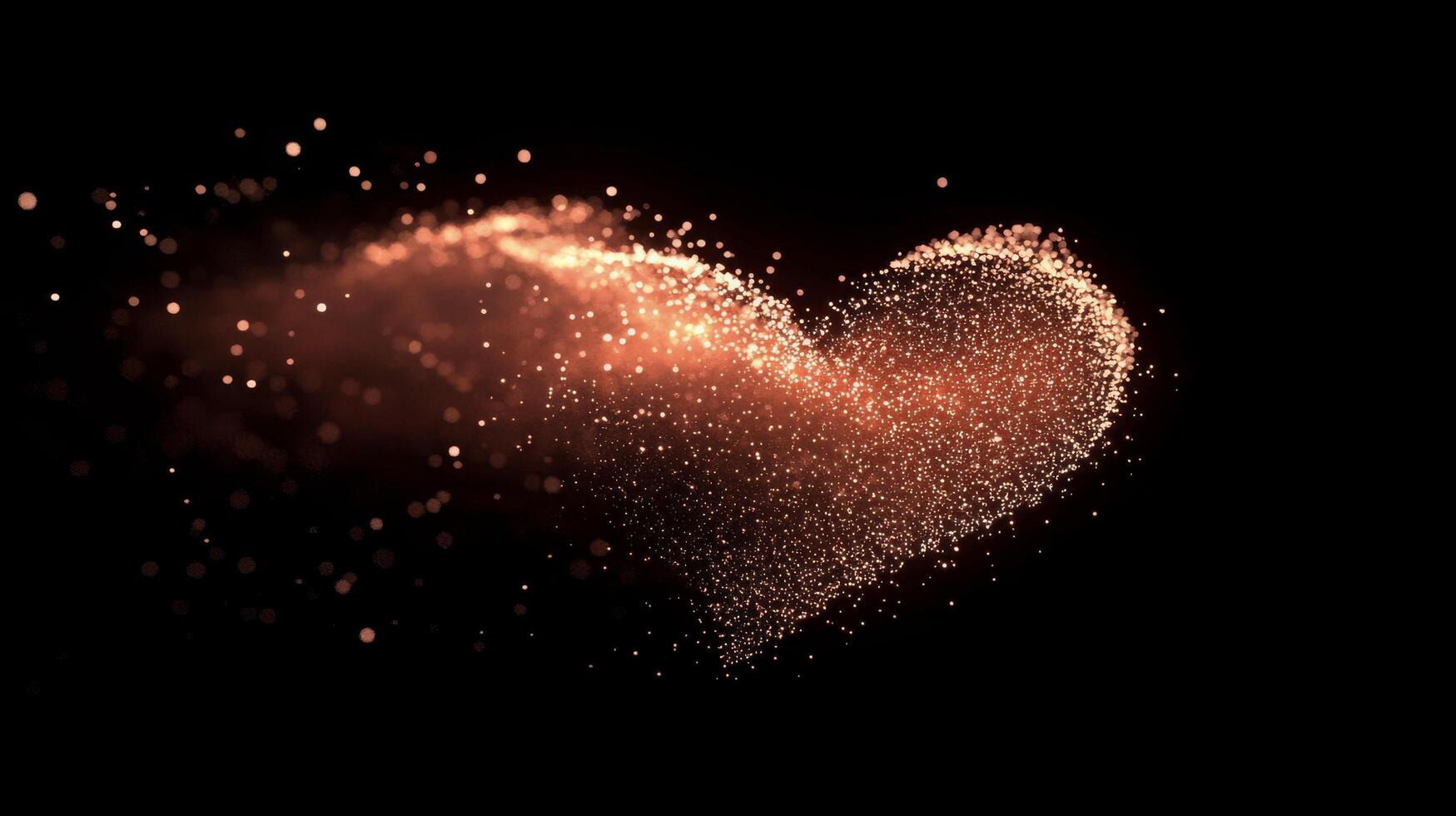 Heart shaped sparkles create a warm effect in dark background during celebration of love photo