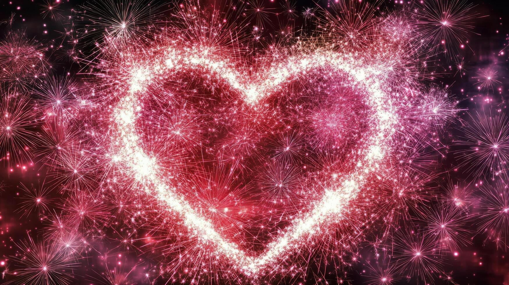 Heart shape made of sparkling pink particles creates a romantic atmosphere photo