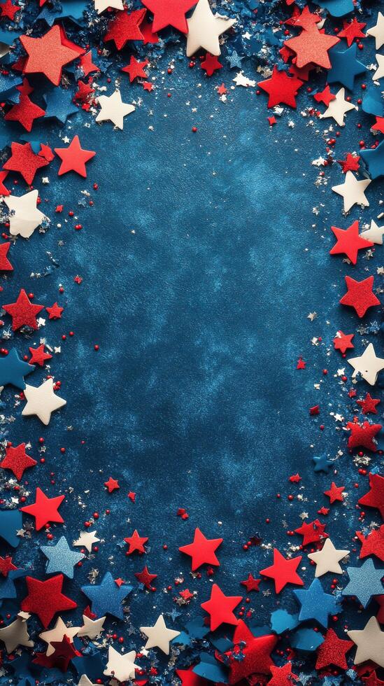 Colorful star decorations create festive borders for celebrations and events photo