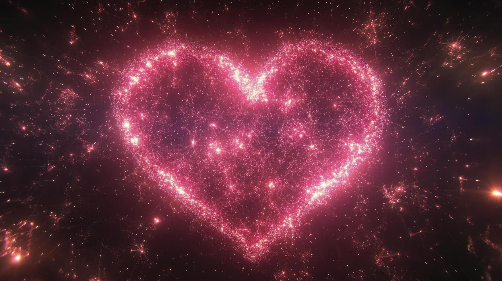 Heart shape made of sparkling pink particles creates a romantic atmosphere photo