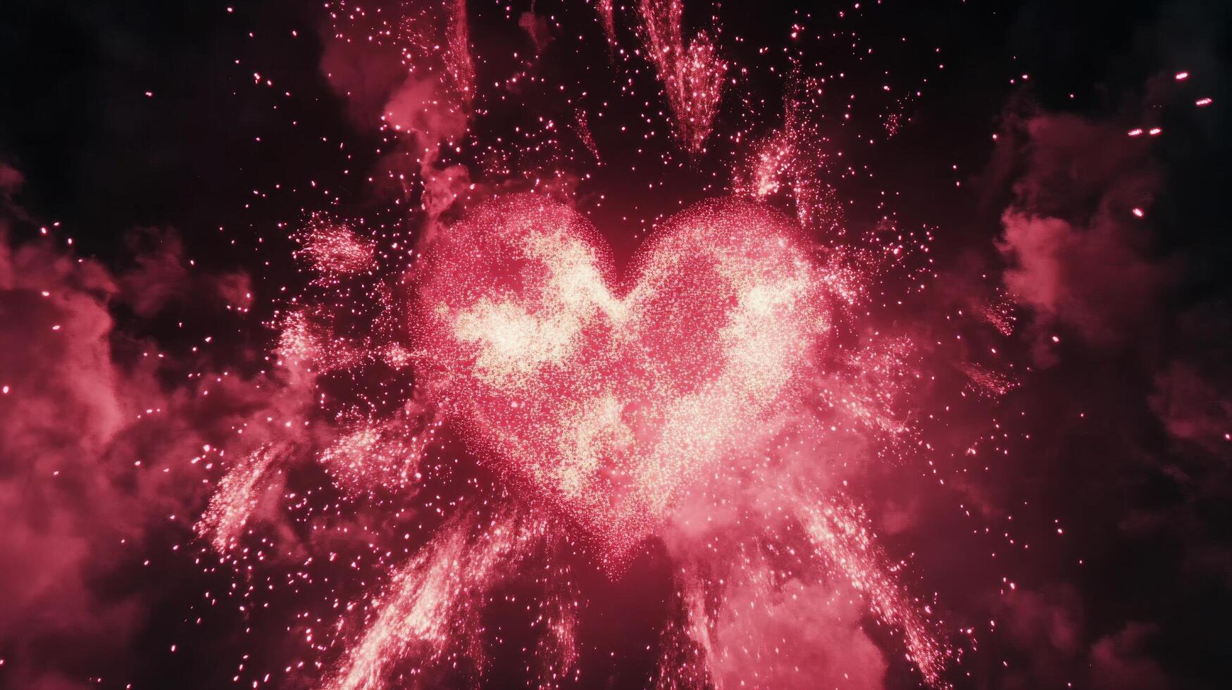Heart shaped sparkles create a warm effect in dark background during celebration of love photo