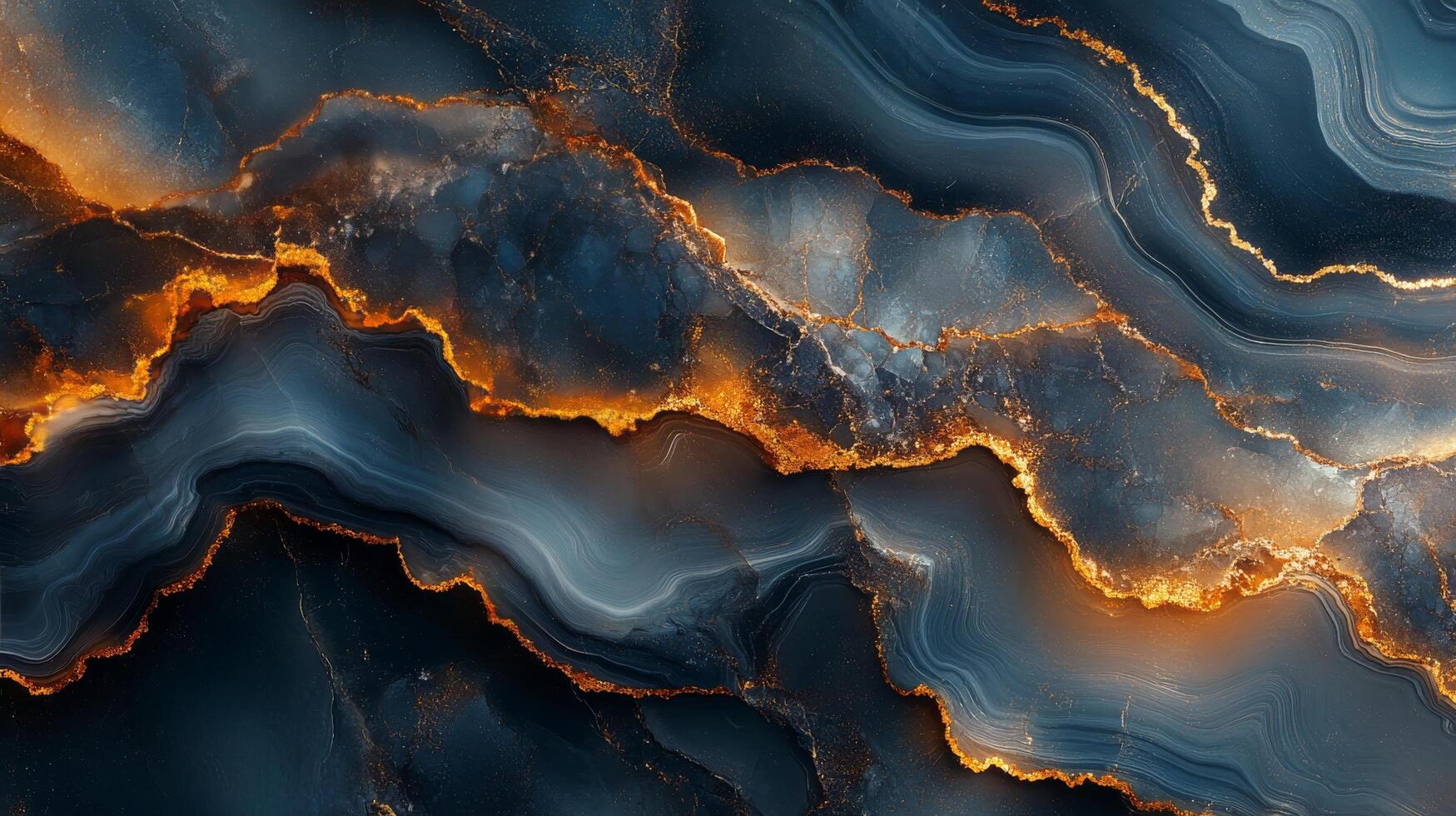 Elegant abstract blue and gold wave pattern creating a calming visual experience photo