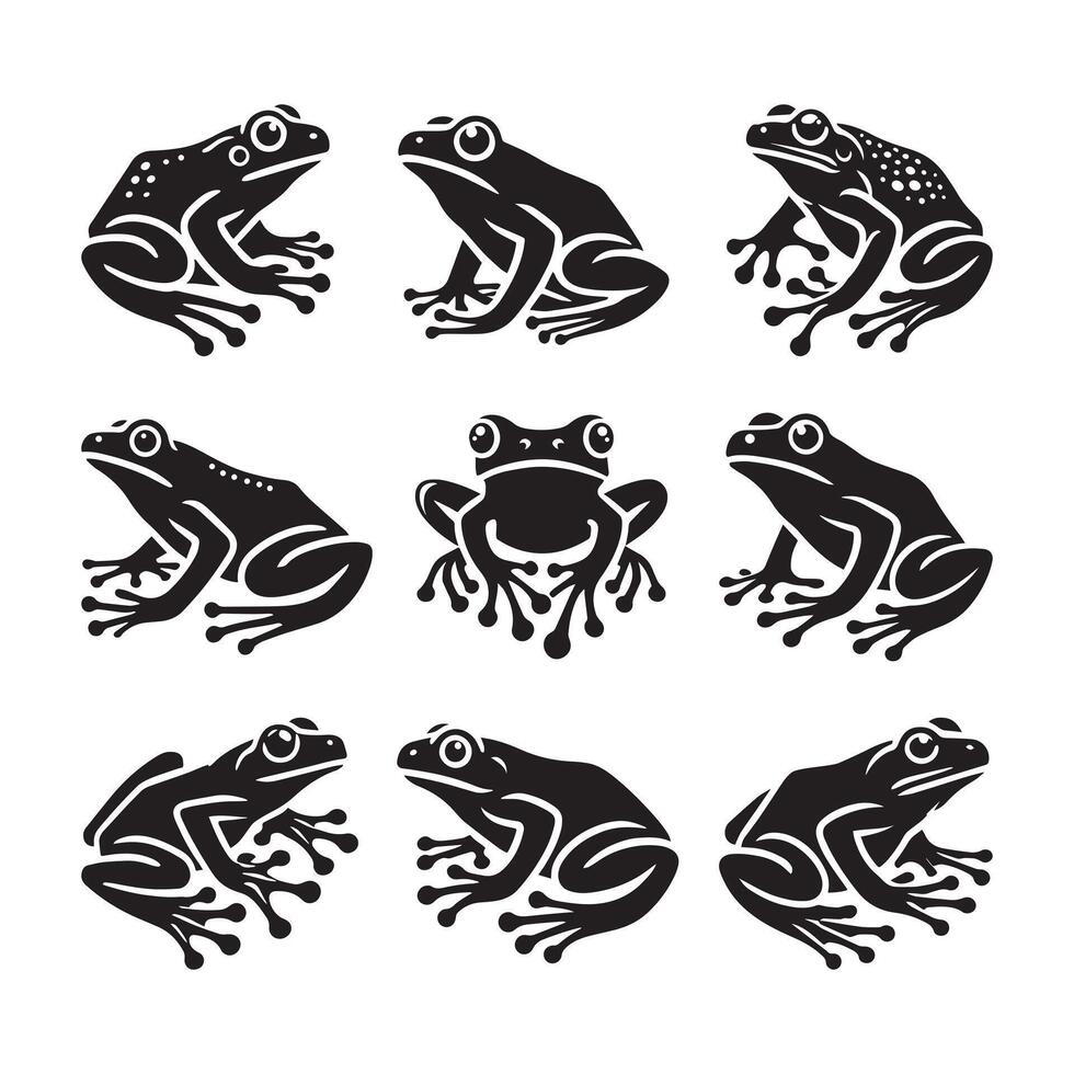 black color silhouette with frog theme, file vector