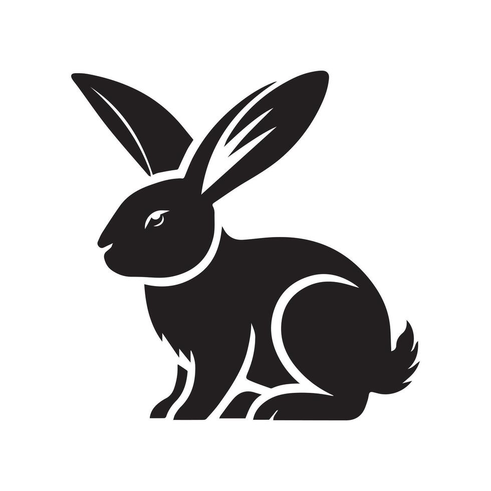 Easter bunny silhouette isolated on white background. illustration icon set of different rabbit silhouettes for design use. vector