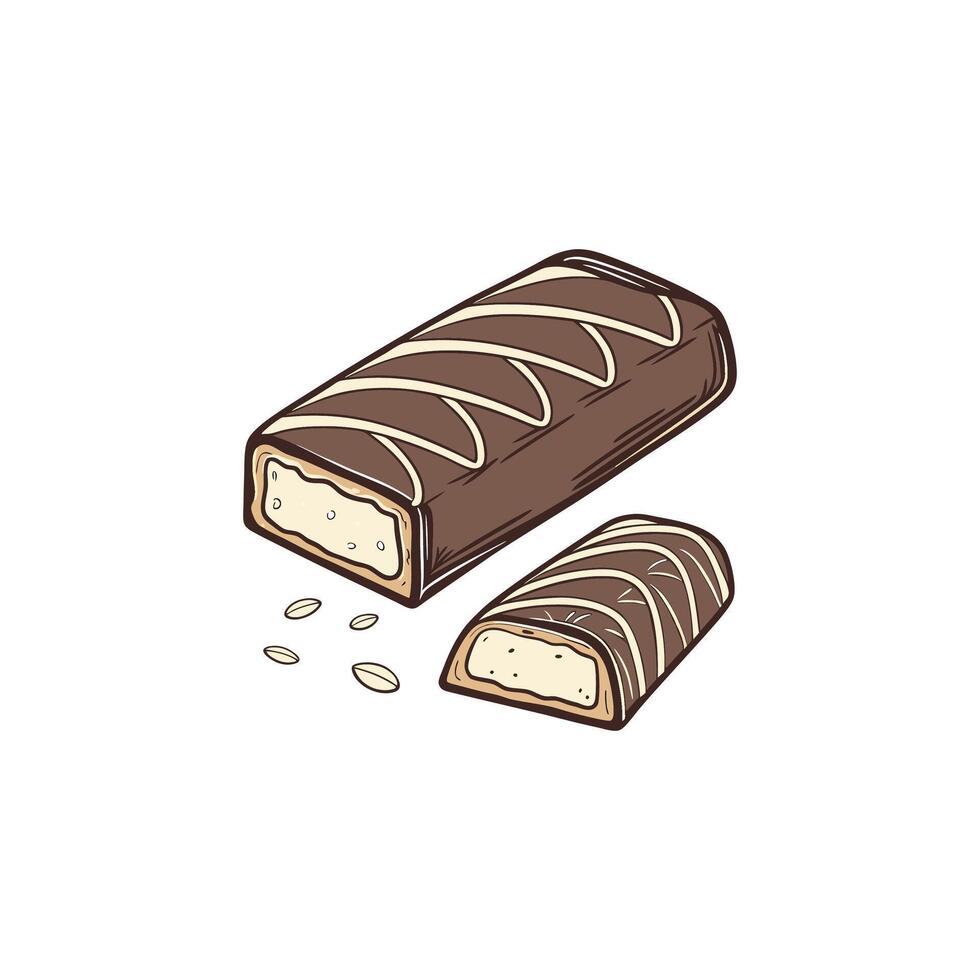 A chocolate bar with nuts on it and a piece of it vector