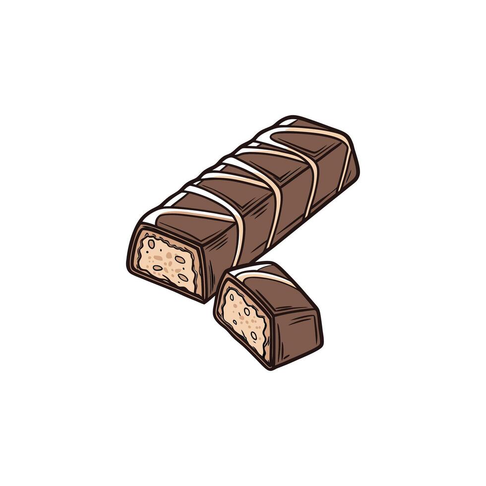 A chocolate bar with a piece missing vector