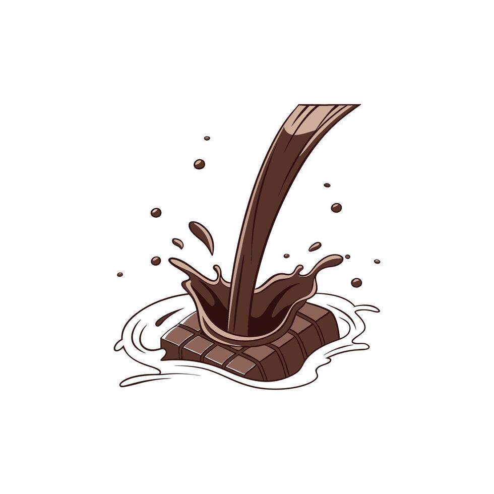Chocolate pouring into water, illustration vector
