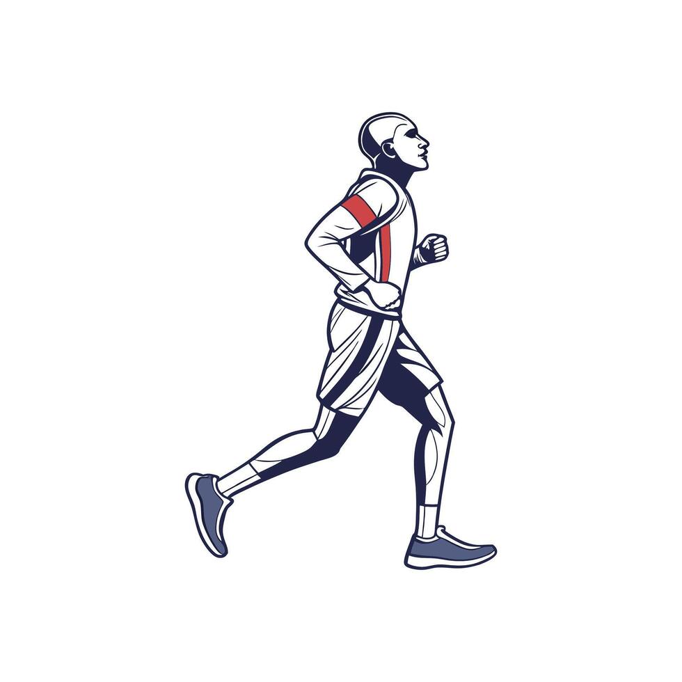 A man running in a red and white jersey vector
