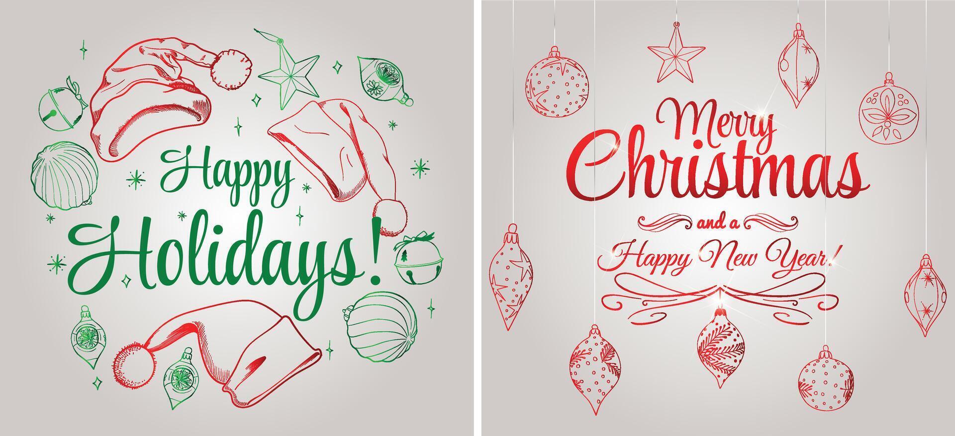 Square Christmas card design with globes, hats and snow vector