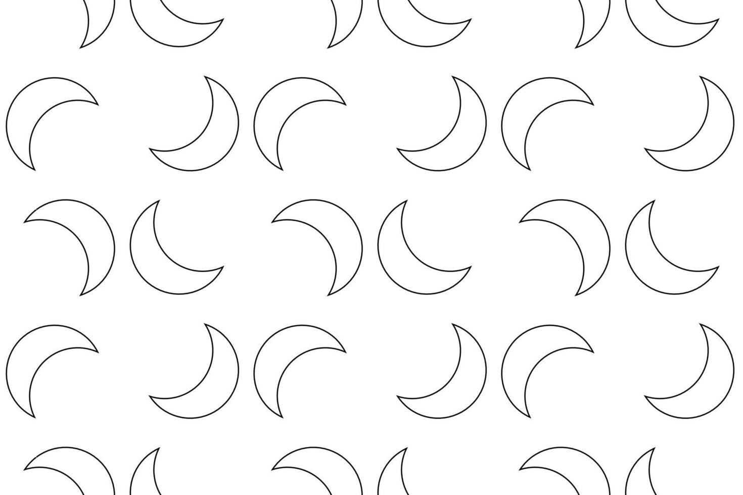 Seamless black and white pattern featuring crescent moons, ideal for childrens coloring activities and creative projects. vector