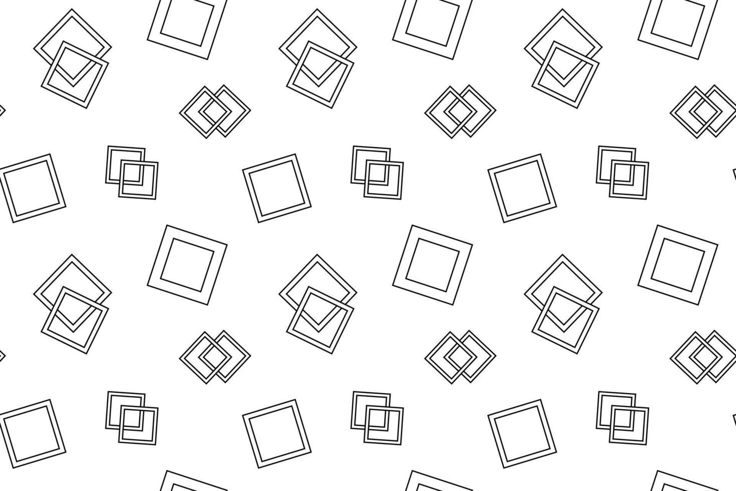 Black and white seamless pattern with overlapping squares, ideal for childrens coloring and educational activities. vector