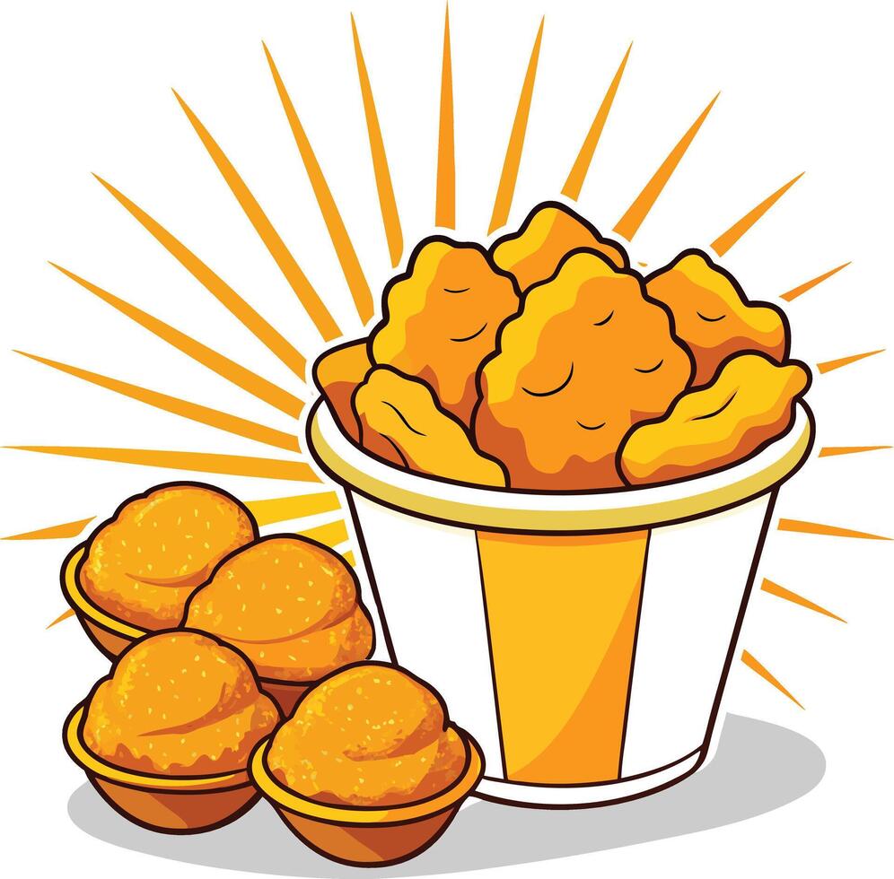 Chicken Nuggets In A Bucket illustration vector