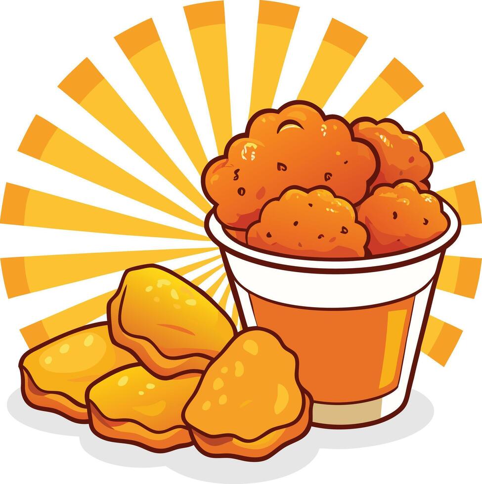 Chicken Nuggets In A Bucket illustration Bucket vector