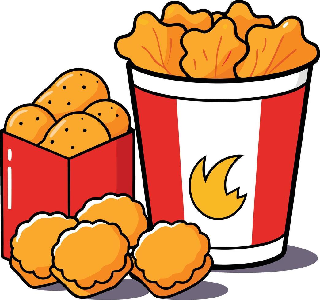 Fried chicken bucket clipart vector