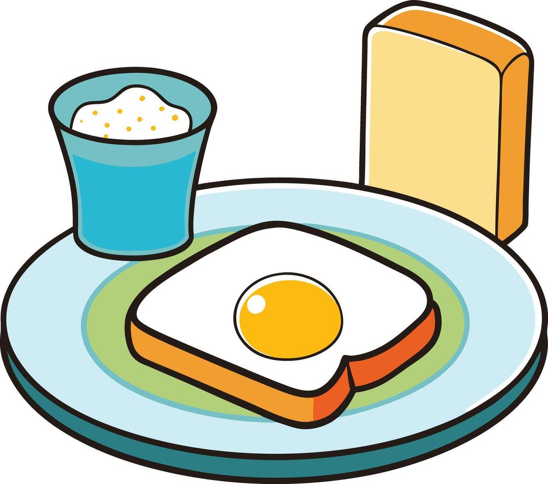 A classic breakfast plate with scrambled eggs vector