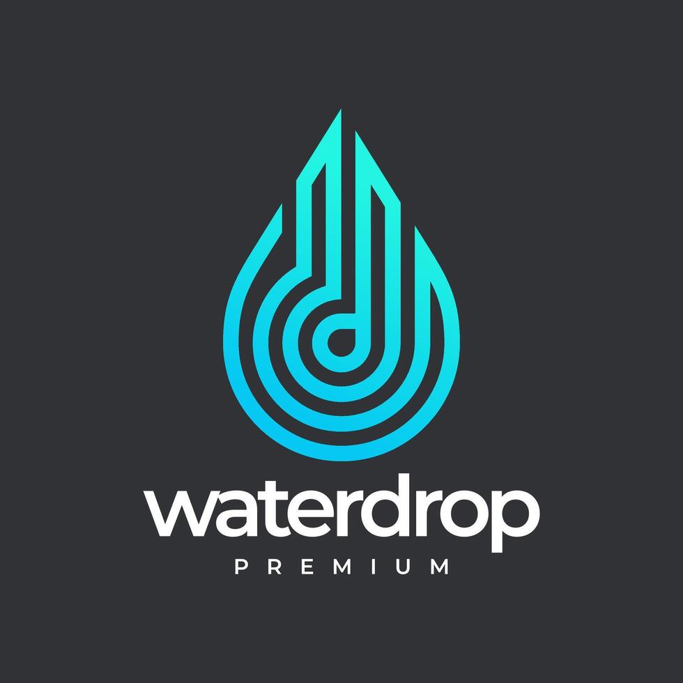 Water drop Logo design template Linear style vector