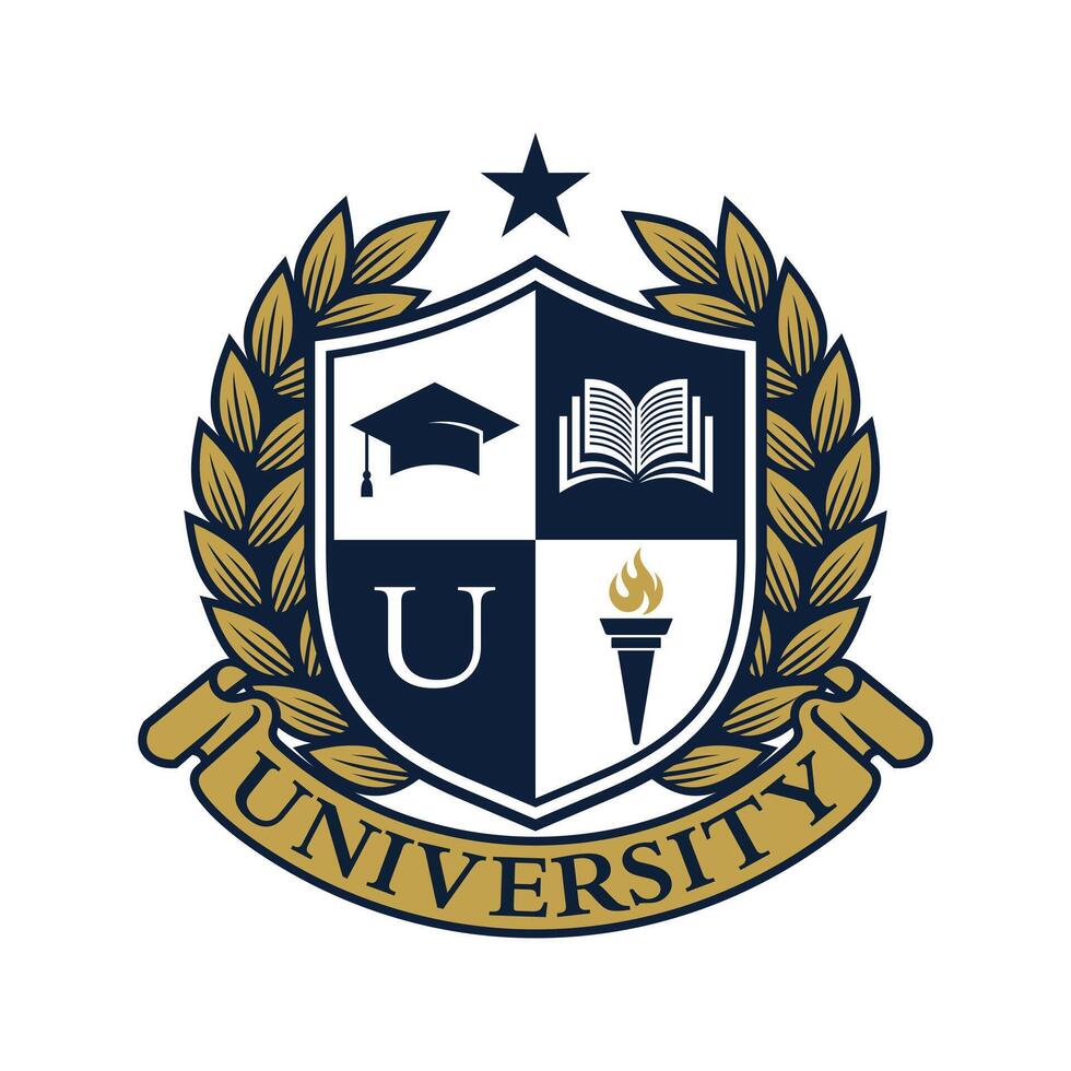 University college school badge logo design image. Education badge logo design vector