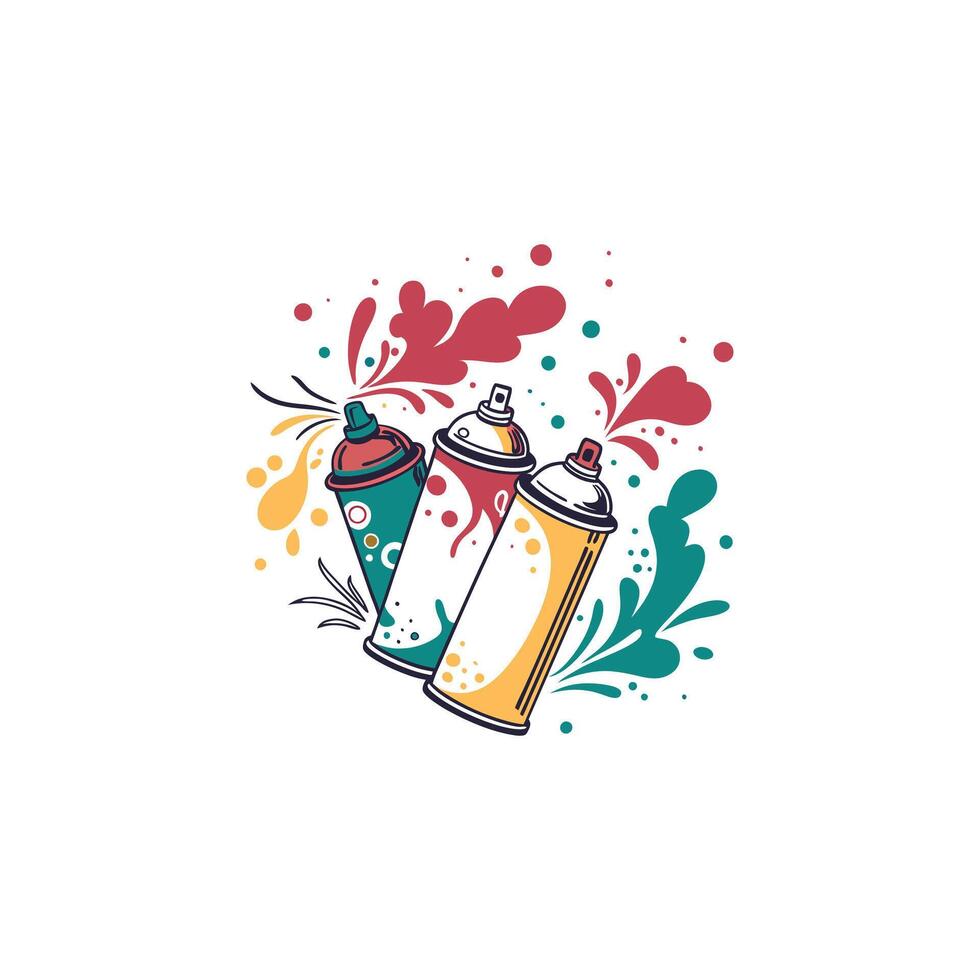 A spray can with paint splatters and a splash of paint vector