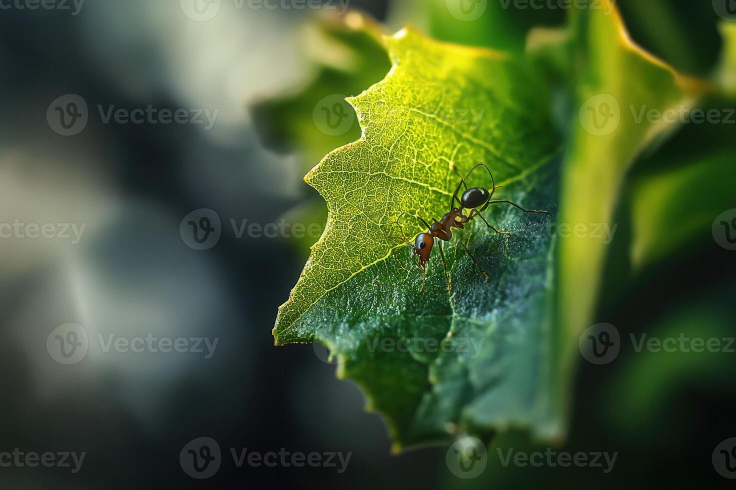 A small insect is sitting on a leaf photo