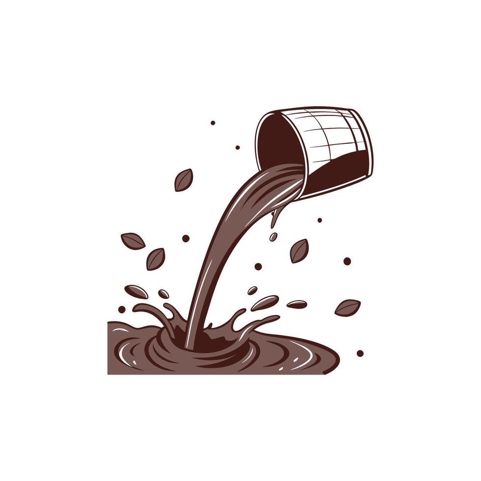 A barrel of chocolate pouring out of a bucket vector