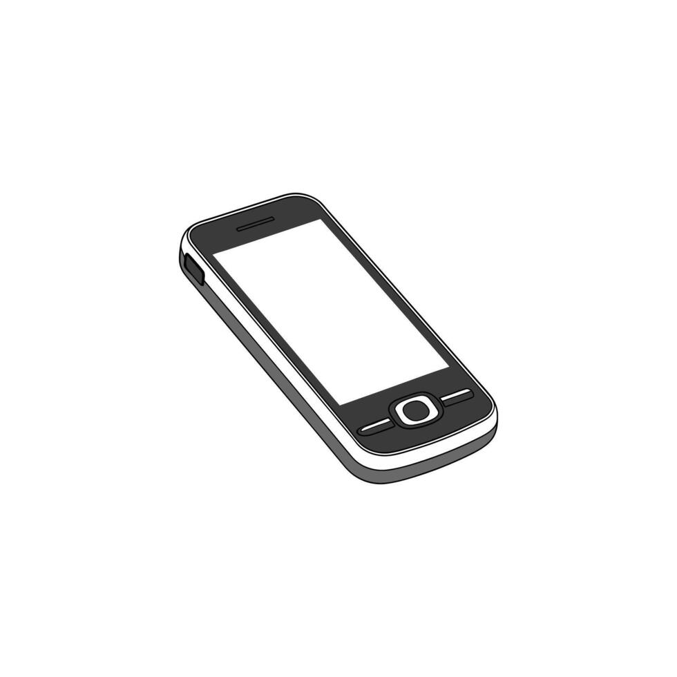 A black and white drawing of a cell phone vector