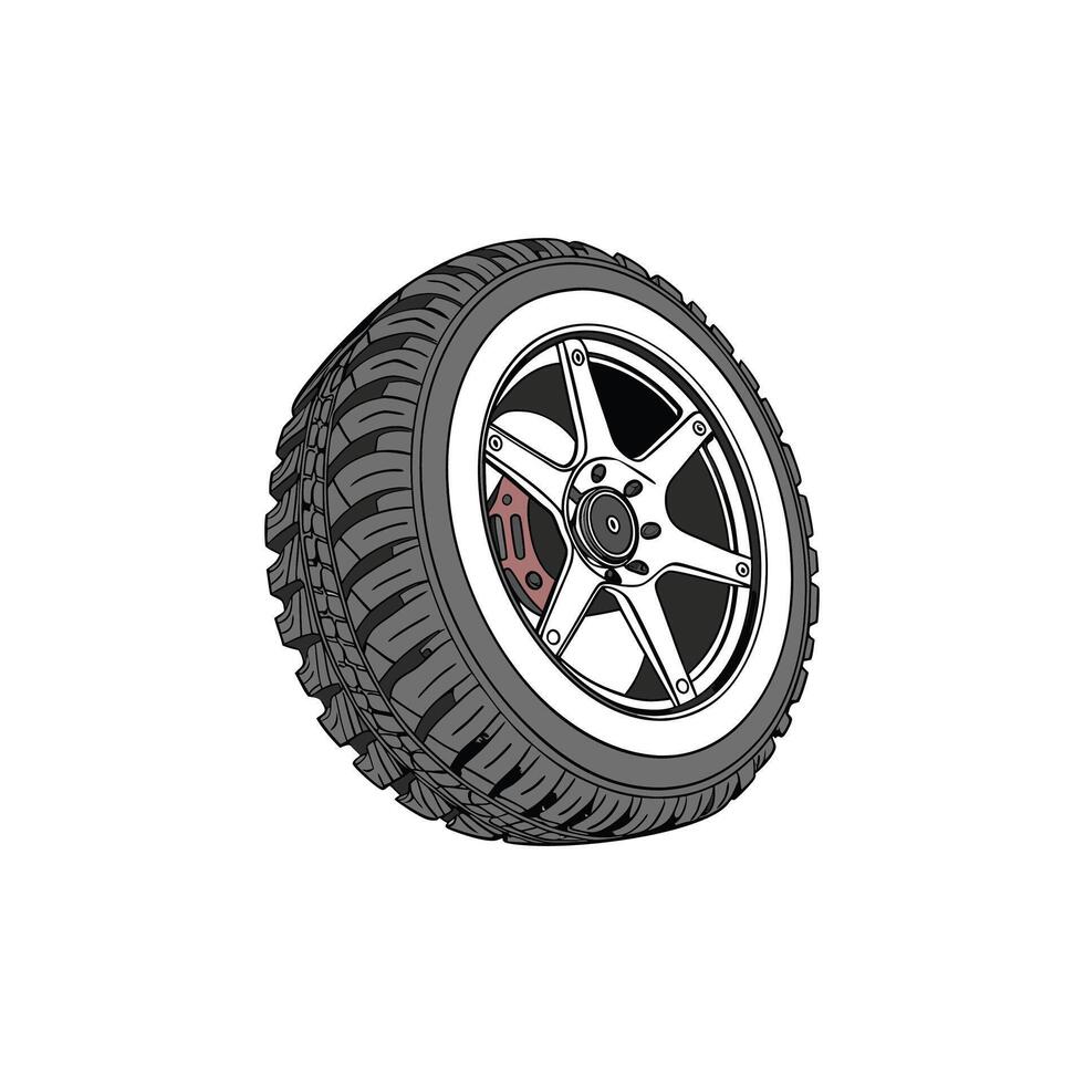 An illustration of a tire with a tire tread vector