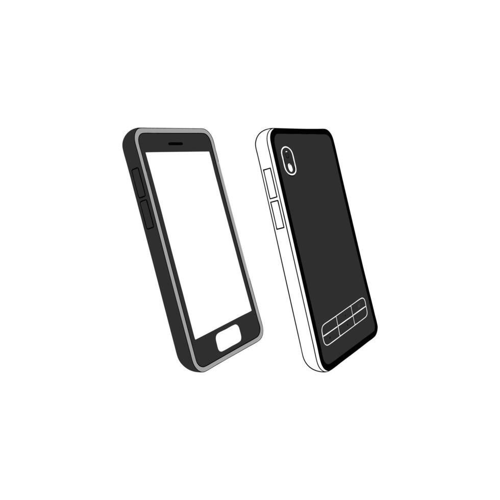 A black and white drawing of a cell phone vector
