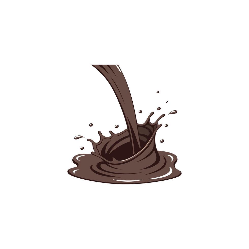 Chocolate liquid pouring into a bowl vector