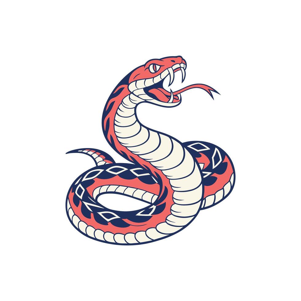 A red and blue snake with a long tongue vector