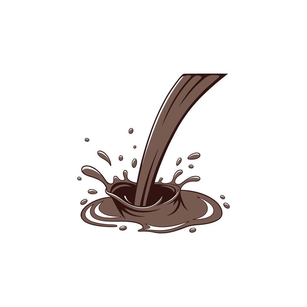 Chocolate pouring into a puddle of liquid vector