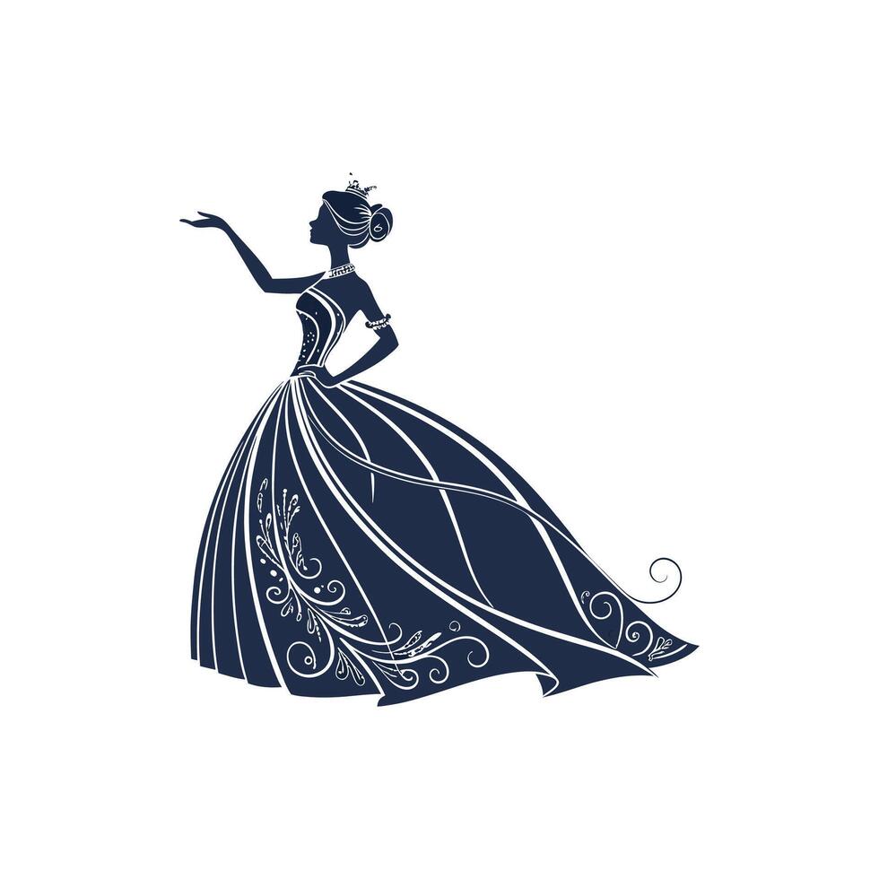 Silhouette of a woman in a ball gown vector
