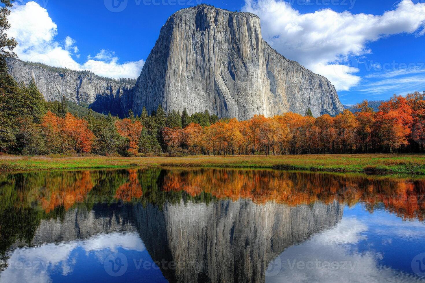 A mountain with a reflection in a lake photo