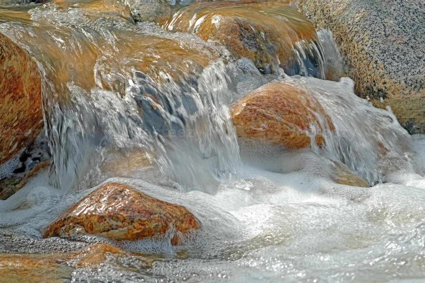 Water flowing over rocks in a stream photo