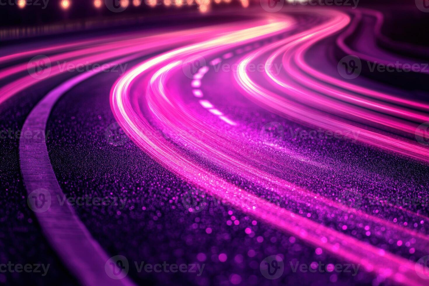 A long exposure photo of a highway at night